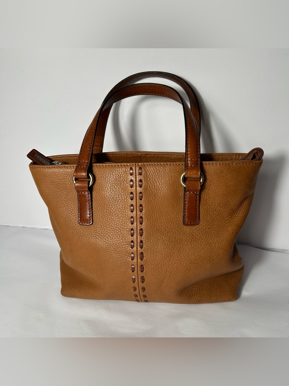 Fossil Coronado Leather Shoulder Bag Brown Double Handle Handbag Read